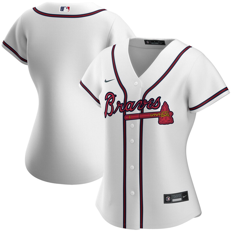 Custom Atlanta Braves Nike Women Home 2020 MLB Team Jersey White